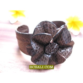 Genuine Leather Snake Bracelets Flower 